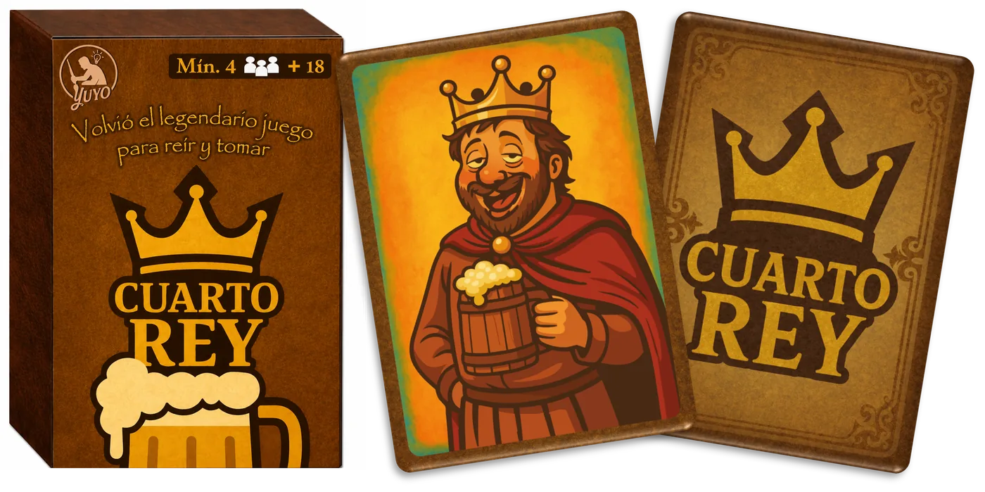 Caja y cartas del juego Cuarto Rey, de Yuyo