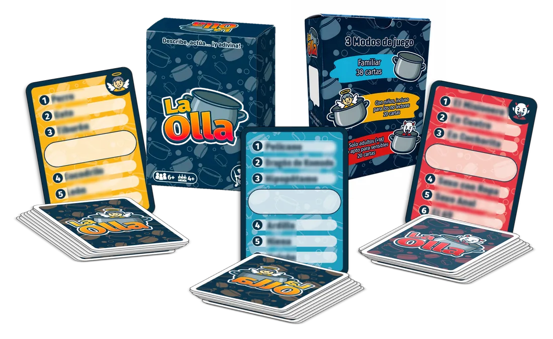 Cartas de las tres modalidades de La Olla: familiar, con niños y solo adultos